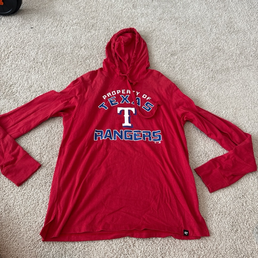 47 Red Hooded Pullover with White Logo